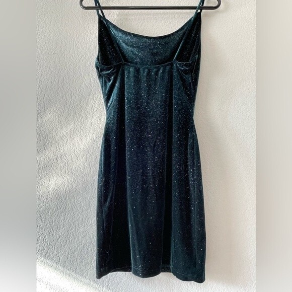 Epiphany Dark Green Sparkling Sleeveless Part Dress Soft Velvety Size Small - Picture 6 of 7